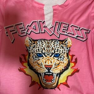 Fashion Nova Hot Pink Graphic Tee with Black & White Accents